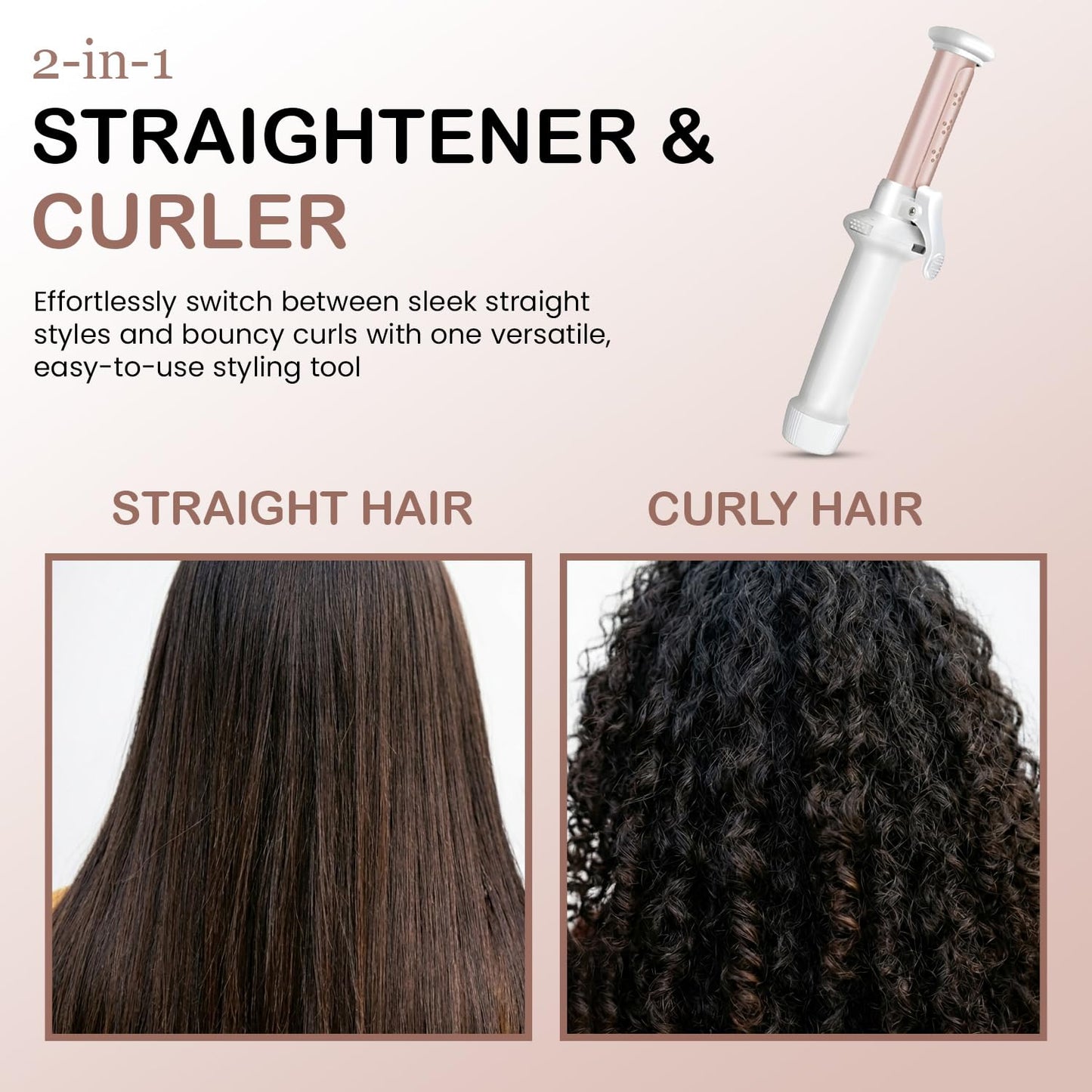 Cordless Curling Iron, Mini Curling Iron, Travel USB Rechargeable Ceramic Curling Wand,Hair Straightener and Curler 2 in 1, Mini Flat Iron with Auto Temp Setting, Curlers for Short Hair