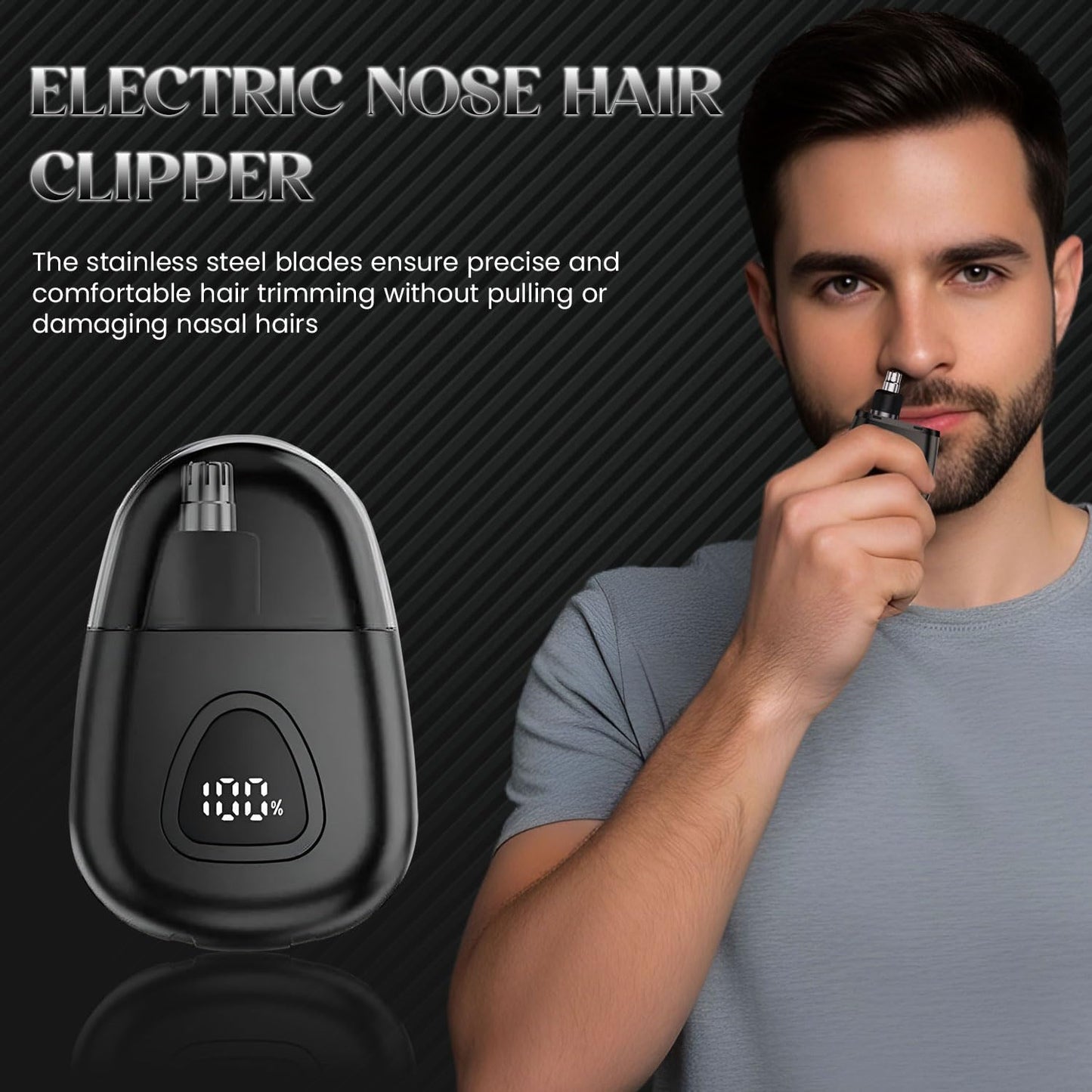 Infinity Choices Nose Hair Trimmer for Men Women - Electric Nose Hair Clipper with Replaceable Stainless Steel Blade, Powerful Motor, Wet/Dry Use, Portable USB Rechargeable Design | Black