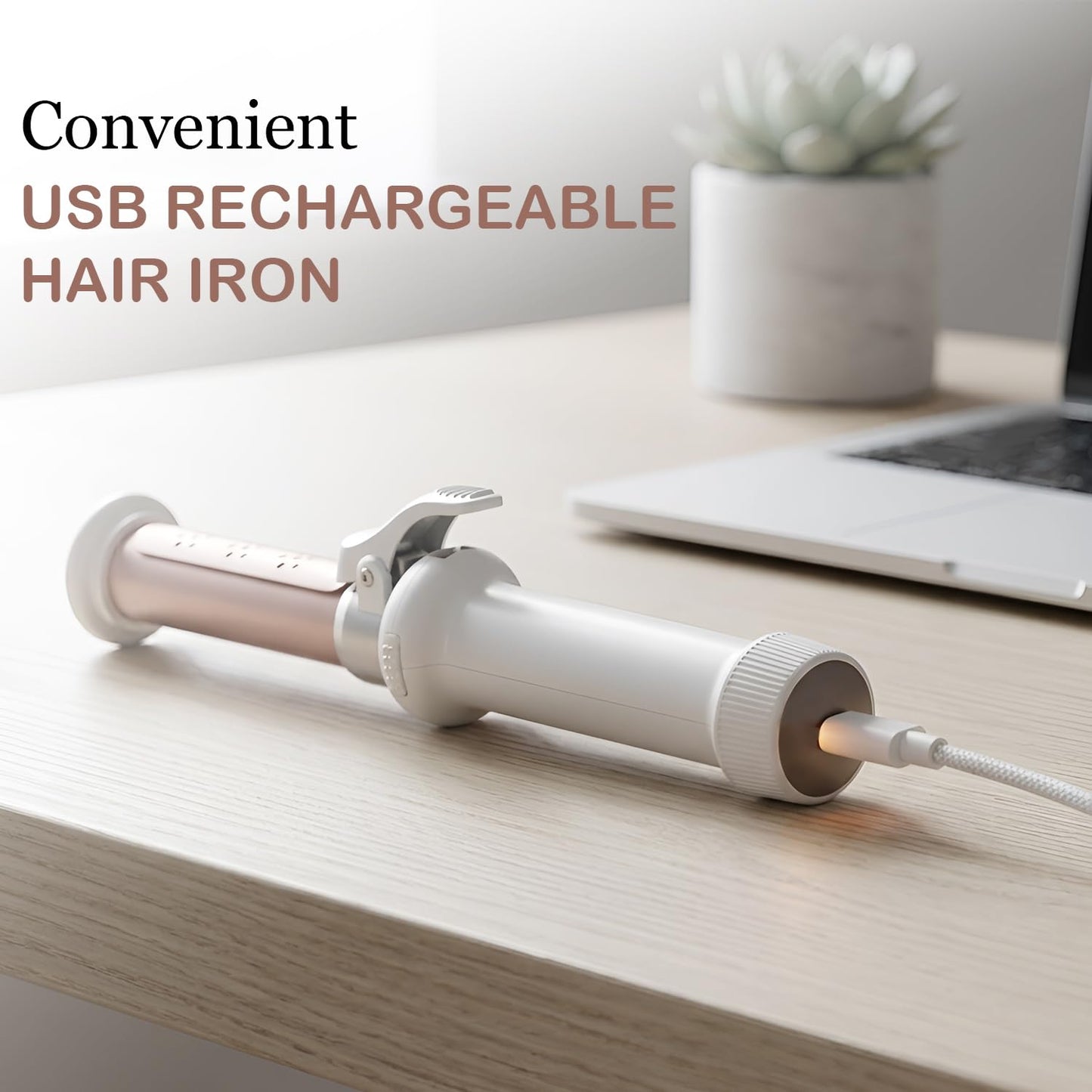 Cordless Curling Iron, Mini Curling Iron, Travel USB Rechargeable Ceramic Curling Wand,Hair Straightener and Curler 2 in 1, Mini Flat Iron with Auto Temp Setting, Curlers for Short Hair