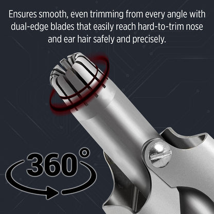 Infinity Choices Stainless Steel Hair Trimmer for Men and Women | Manual Nose and Ear Hair Trimmer | Nose Clippers, 360° Rotating Hair Trimmers | Washable Nose Hair Remover | Silver