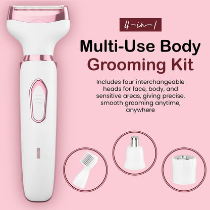 Infinity Choices Electric Razor for Women,Hair Trimmer for Face Nose Eyebrow Beard Mustache Arm Leg Armpit Bikini,Painless Rechargeable Portable 4 in 1 Womens Body Shavers Set