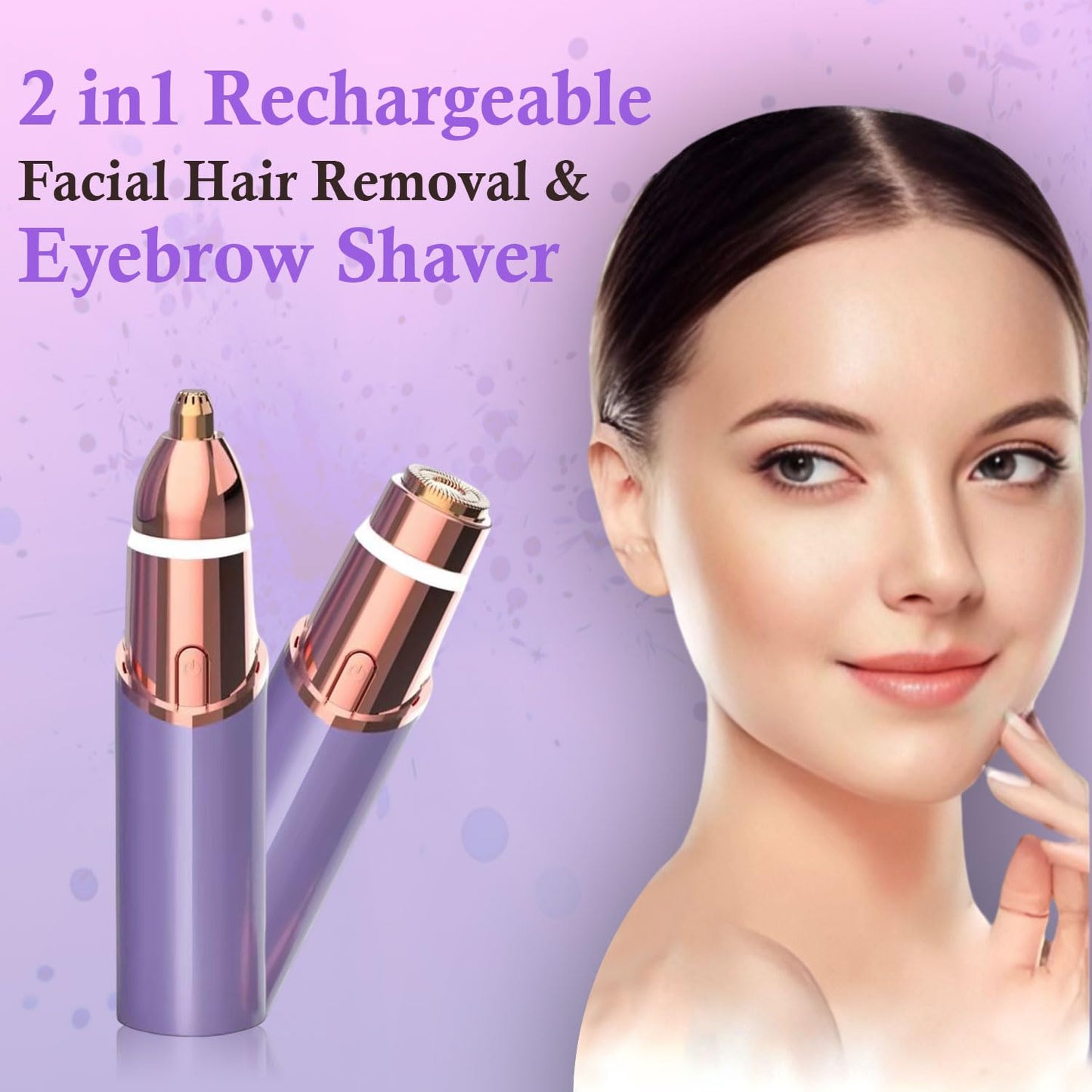 Infinity Choices Eyebrow & Facial Trimmer: 2 in1 Rechargeable Facial Hair Removal & Eyebrow Shaver