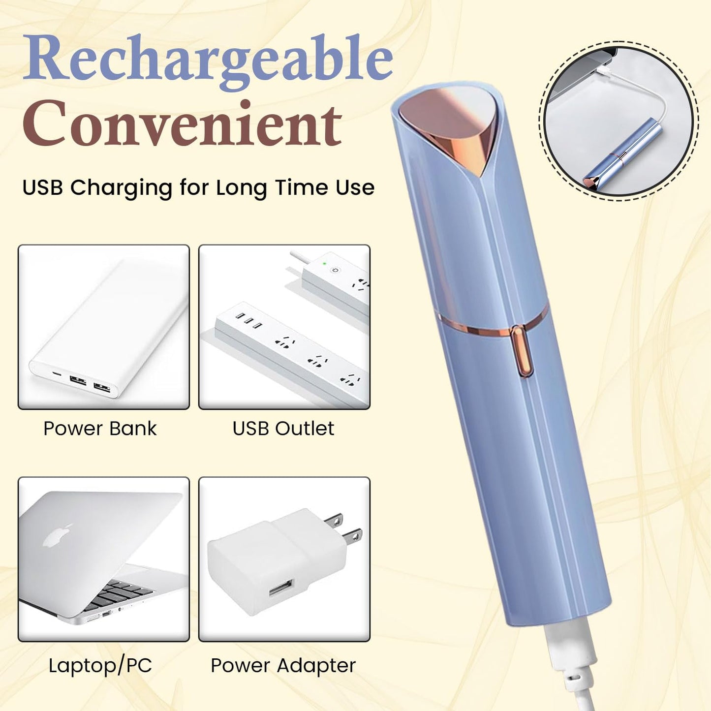 Infinity Choices Eyebrow & Facial Trimmer: 2 in1 Rechargeable Facial Hair Removal & Eyebrow Shaver