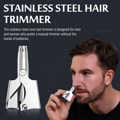 Infinity Choices Stainless Steel Hair Trimmer for Men and Women | Manual Nose and Ear Hair Trimmer | Nose Clippers, 360° Rotating Hair Trimmers | Washable Nose Hair Remover | Silver