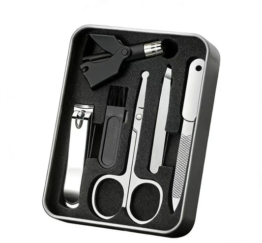 Infinity Choices Nose Hair Trimmer for Men Set, Birdie Set, with Nail Clippers and Tweezers, Manual, Battery-Free, Waterproof, Painless with Twelve Dual-Edged Blades, Patented Mechanism