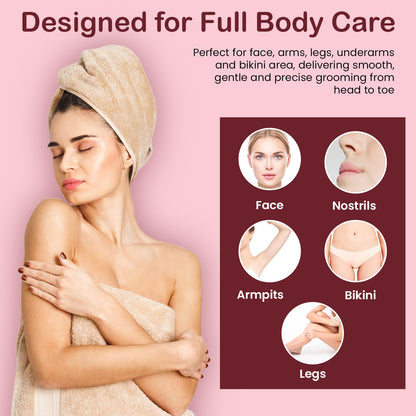 Infinity Choices Electric Razor for Women,Hair Trimmer for Face Nose Eyebrow Beard Mustache Arm Leg Armpit Bikini,Painless Rechargeable Portable 4 in 1 Womens Body Shavers Set
