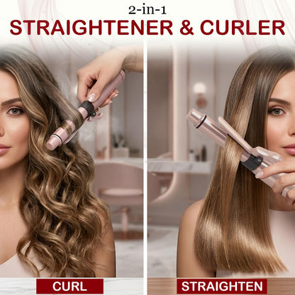 Cordless Curling Iron, Mini Curling Iron, Travel USB Rechargeable Ceramic Curling Wand,Hair Straightener and Curler 2 in 1, Mini Flat Iron with 3 Temp Setting, Curlers for Short Hair