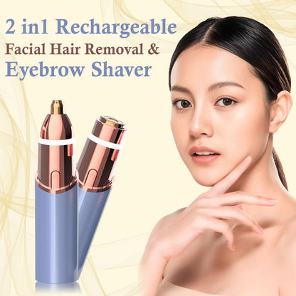 Infinity Choices Eyebrow & Facial Trimmer: 2 in1 Rechargeable Facial Hair Removal & Eyebrow Shaver