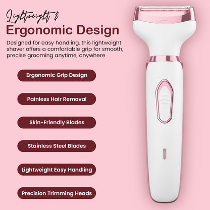 Infinity Choices Electric Razor for Women,Hair Trimmer for Face Nose Eyebrow Beard Mustache Arm Leg Armpit Bikini,Painless Rechargeable Portable 4 in 1 Womens Body Shavers Set