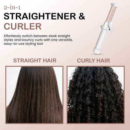 Cordless Curling Iron, Mini Curling Iron, Travel USB Rechargeable Ceramic Curling Wand,Hair Straightener and Curler 2 in 1, Mini Flat Iron with Auto Temp Setting, Curlers for Short Hair