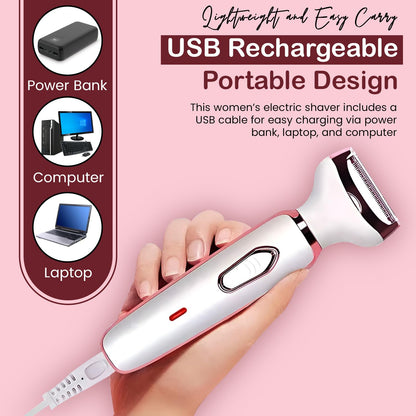 Infinity Choices Electric Razor for Women,Hair Trimmer for Face Nose Eyebrow Beard Mustache Arm Leg Armpit Bikini,Painless Rechargeable Portable 4 in 1 Womens Body Shavers Set