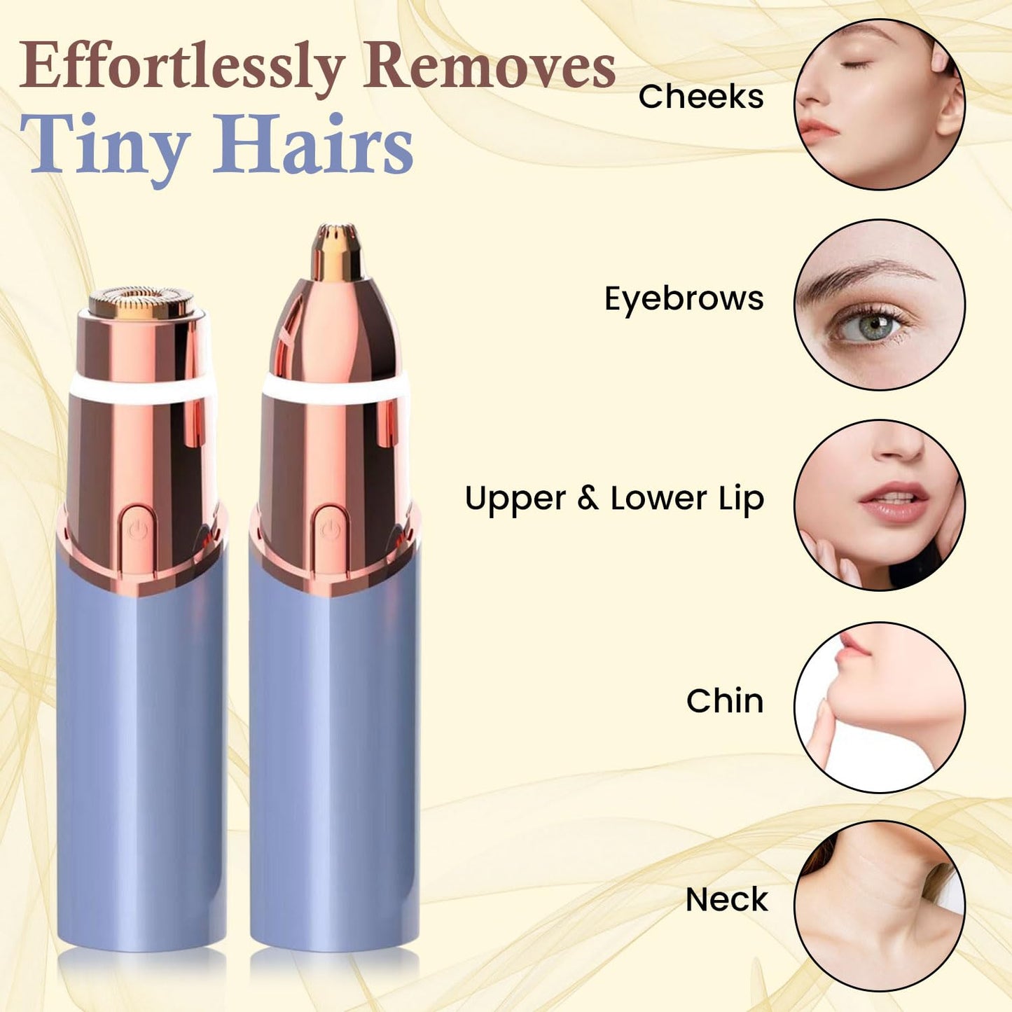 Infinity Choices Eyebrow & Facial Trimmer: 2 in1 Rechargeable Facial Hair Removal & Eyebrow Shaver