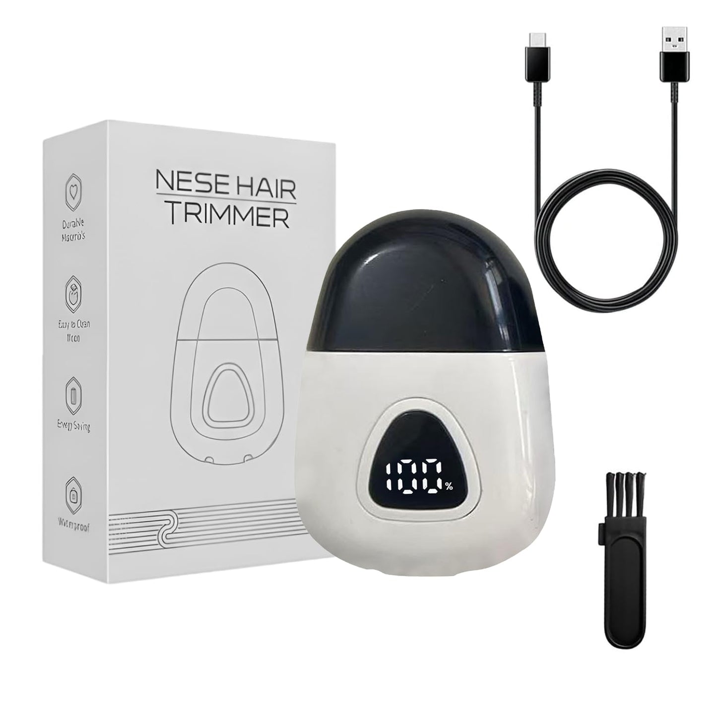 Infinity Choices Nose Hair Trimmer for Men Women - Electric Nose Hair Clipper with Replaceable Stainless Steel Blade, Powerful Motor, Wet/Dry Use, Portable USB Rechargeable Design | White