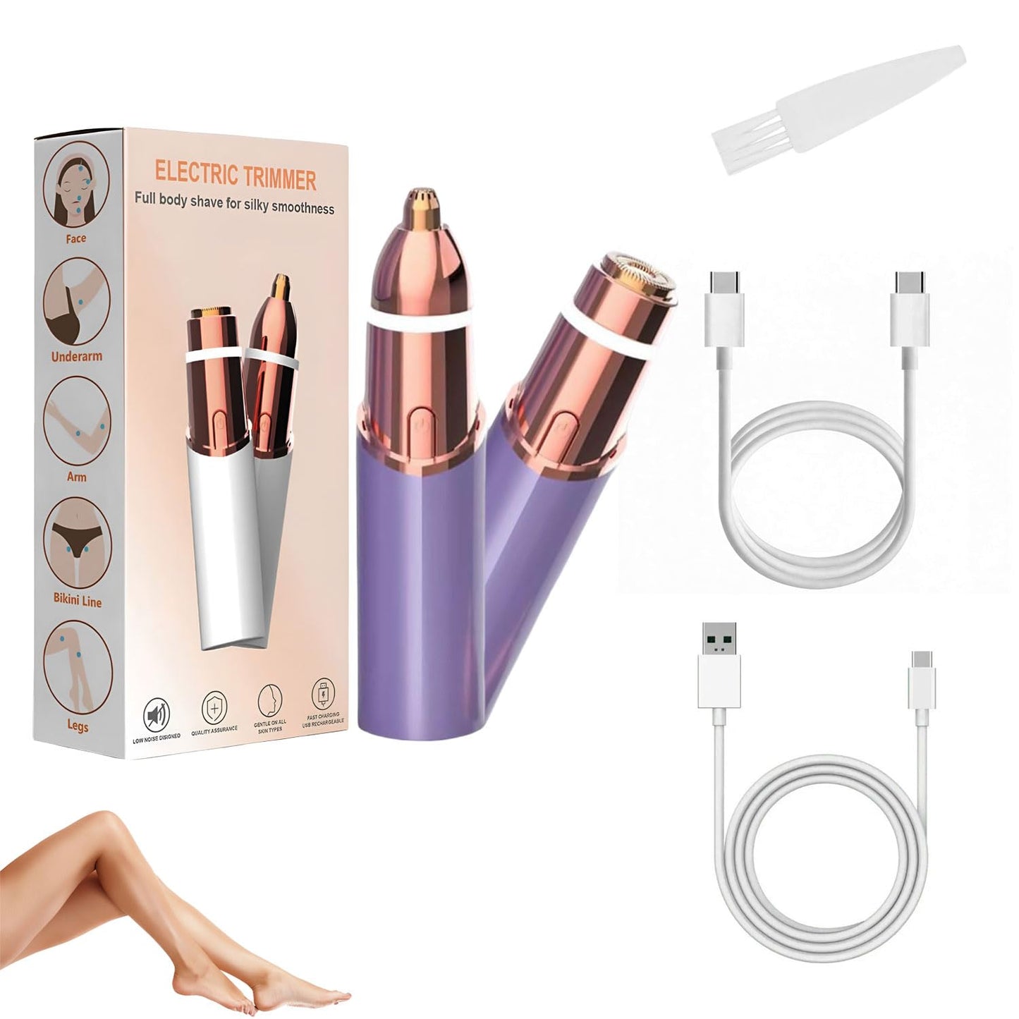 Infinity Choices Eyebrow & Facial Trimmer: 2 in1 Rechargeable Facial Hair Removal & Eyebrow Shaver