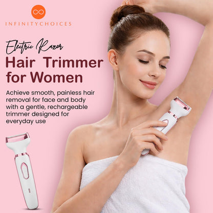 Infinity Choices Electric Razor for Women,Hair Trimmer for Face Nose Eyebrow Beard Mustache Arm Leg Armpit Bikini,Painless Rechargeable Portable 4 in 1 Womens Body Shavers Set