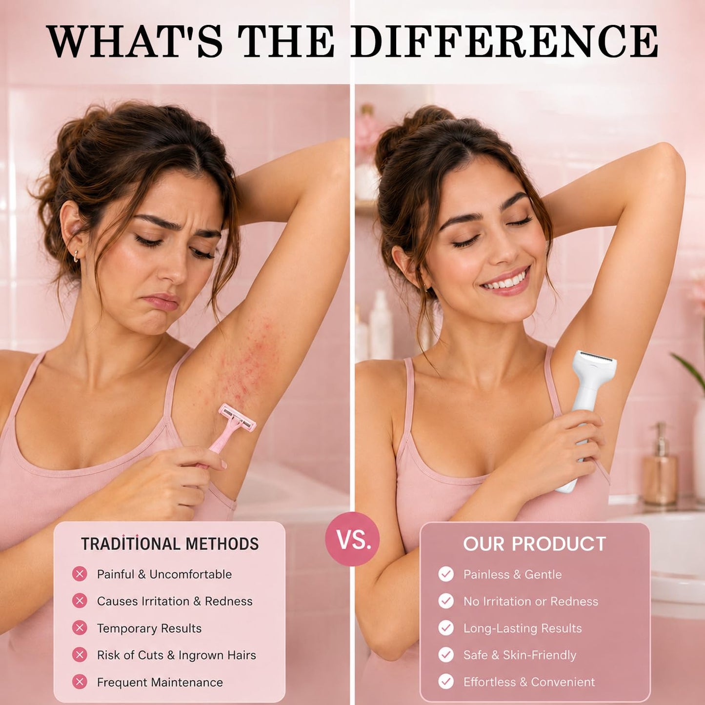Electric Razors for Women, Bikini Trimmer for Women 5 in 1 Body Shaver for Nose Hair Face Eyebrow Arms Legs Armpit Underarm Pubic Area, Replaceable Lady Facial Razor Painless USB Charge Female Gift
