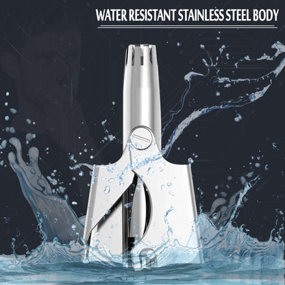Infinity Choices Stainless Steel Hair Trimmer for Men and Women | Manual Nose and Ear Hair Trimmer | Nose Clippers, 360° Rotating Hair Trimmers | Washable Nose Hair Remover | Silver