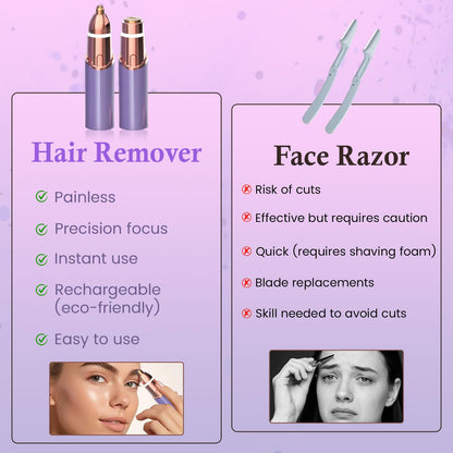 Infinity Choices Eyebrow & Facial Trimmer: 2 in1 Rechargeable Facial Hair Removal & Eyebrow Shaver