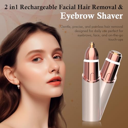 Infinity Choices Eyebrow & Facial Trimmer: 2 in1 Rechargeable Facial Hair Removal & Eyebrow Shaver
