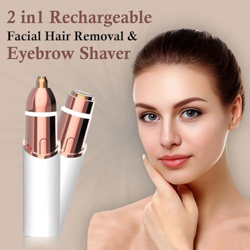 Infinity Choices Eyebrow & Facial Trimmer: 2 in1 Rechargeable Facial Hair Removal & Eyebrow Shaver