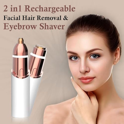 Infinity Choices Eyebrow & Facial Trimmer: 2 in1 Rechargeable Facial Hair Removal & Eyebrow Shaver