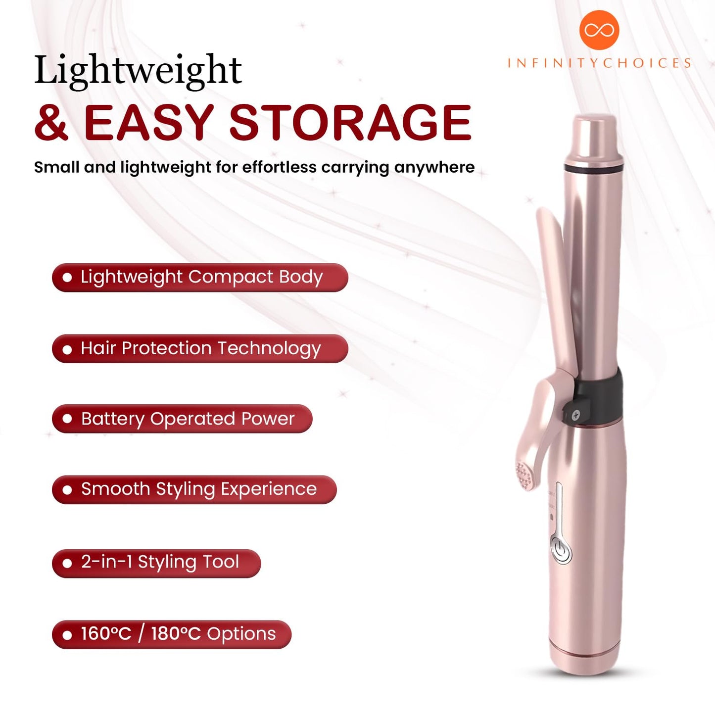 Cordless Curling Iron, Mini Curling Iron, Travel USB Rechargeable Ceramic Curling Wand,Hair Straightener and Curler 2 in 1, Mini Flat Iron with 3 Temp Setting, Curlers for Short Hair
