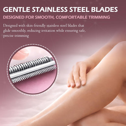 Electric Razor for Women, 4-in-1 Bikini Trimmer & Body Shaver for Face, Legs, Underarms, Pubic Hair, Rechargeable Wet/Dry Painless Hair Removal with LED Light & Travel Lock